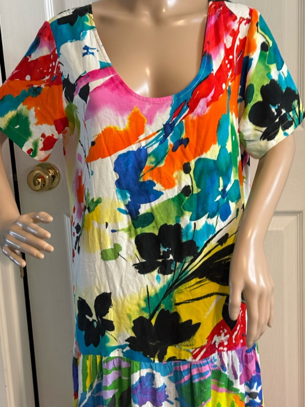 Jams World Symphony Tiered Dress Size L Hawaiian Beach Tropical Floral Colorful - Picture 2 of 13